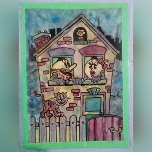 🎨Pacman House Watercolor Painting Art🖼